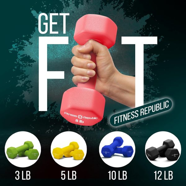Neoprene Workout Dumbbell Set - Non Slip, Anti Roll Exercise...