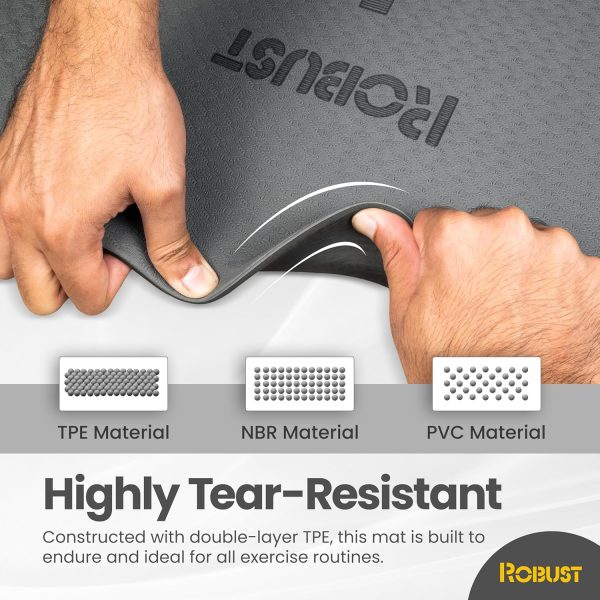 Robust Yoga Mat - 1/4" Thick Non-Slip Mat with Position Line...