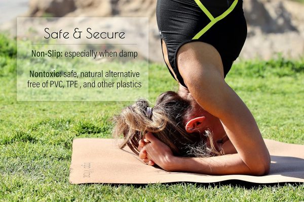 3mm Thick, 72" x 24" Natural Rubber Cork Yoga Mat, Hot Yoga ...