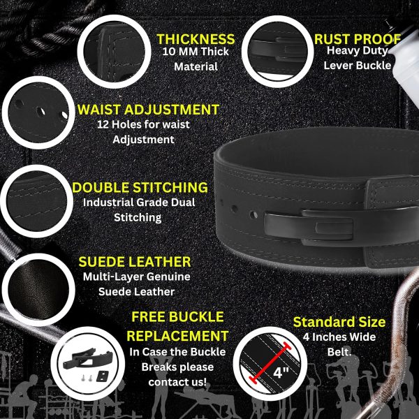 Powerlifting Belts Lever Belt For Men and Women 10mm IPF Thi...