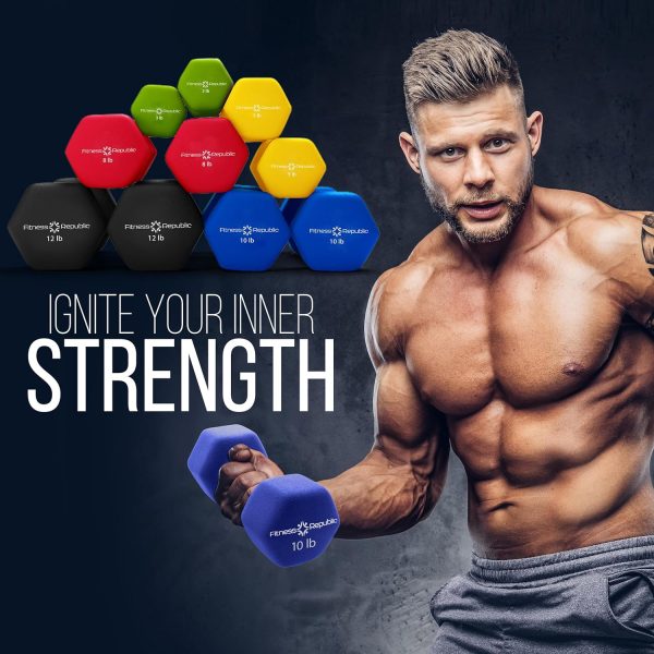 Neoprene Workout Dumbbell Set - Non Slip, Anti Roll Exercise...