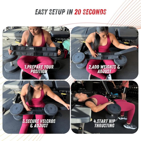 Hip Thrust Belt For Dumbbells Heavy, Kettlebells, Plates, Hi...