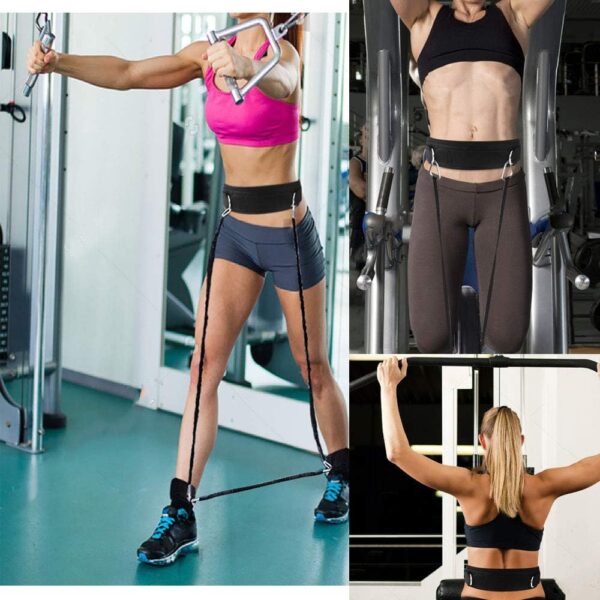 Waist Belt Neoprene Padded Gym Pulley Strap with Rings for C...