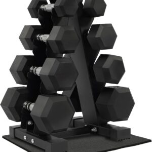 Fitvids Fitvids Rubber Coated Hex Dumbbell Weight Set and St... Fitvids Fitvids Rubber Coated Hex Dumbbell Weight Set and St...