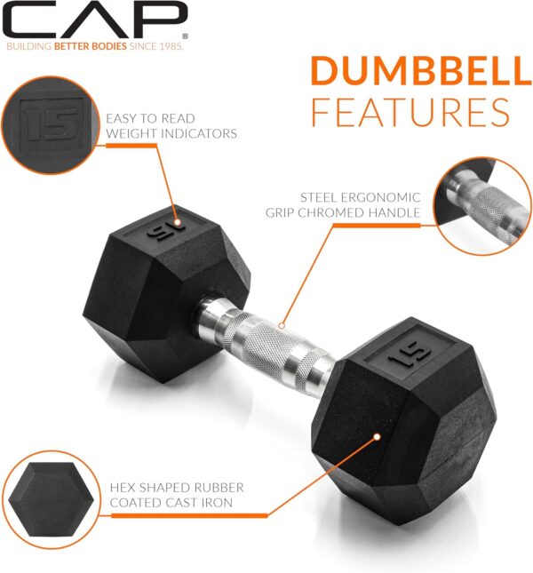 71wVLJIjR2L._AC_SL1500_.jpg CAP Barbell Coated Hex Dumbbell Weight | Multiple Options