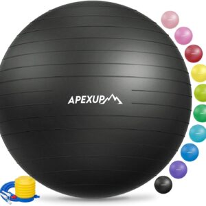 APEXUP Yoga Ball Exercise Ball Anti Slip Heavy Duty for Fitn...
