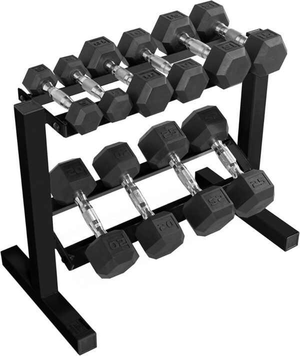 CAP Barbell 150 lb Dumbbell Set with 2-Tier Rack | CAP Barbell 150 lb Dumbbell Set with 2-Tier Rack | Multiple ...