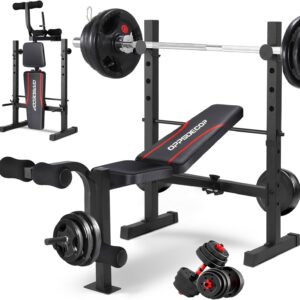 600LB Capacity Weight Bench with Squat Rack for Home Gym